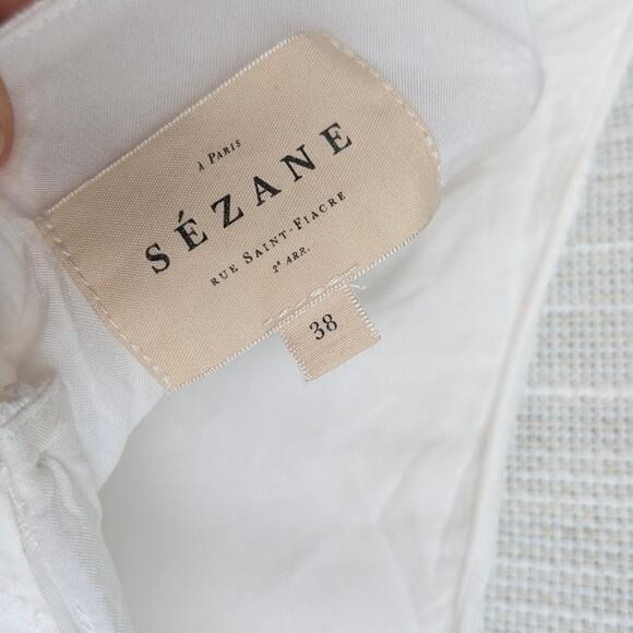 Sézane Sezane Elia Dress Womens 38/ M Ecru Boho Sleeveless Tiered Midi Maxi - Picture 5 of 12